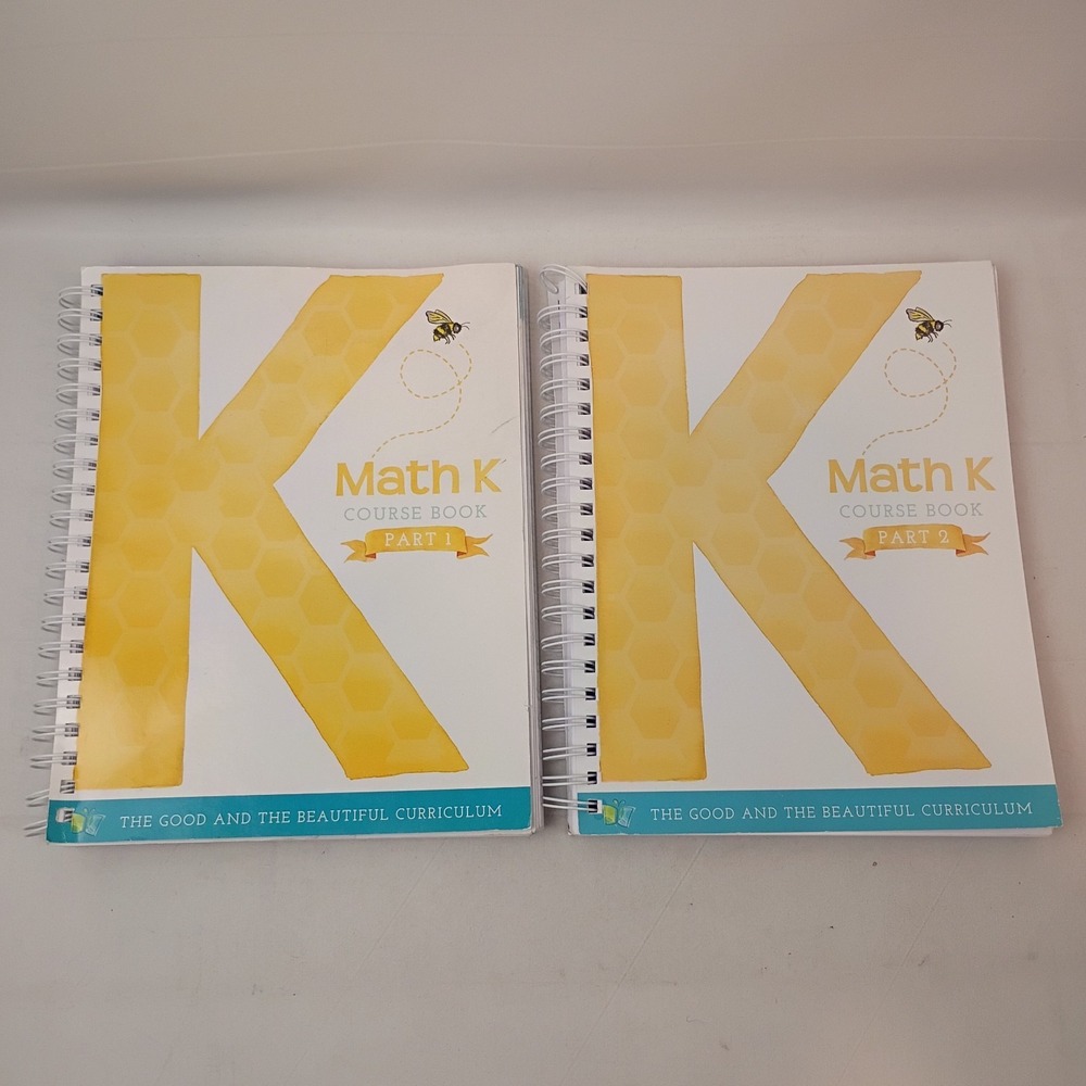 The Good and the Beautiful Math K Part 1 & 2 Workbooks Christian Homeschool - VG